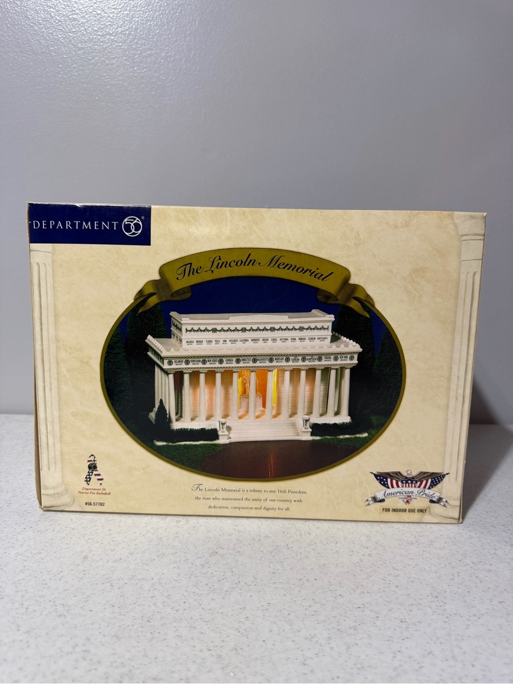 NEW Department 56 The Lincoln Memorial Lighted Building Facade 2001 Porcelain